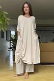 Made in Italy Cotton Jersey Hitch Cocoon Dress Stone /4 =